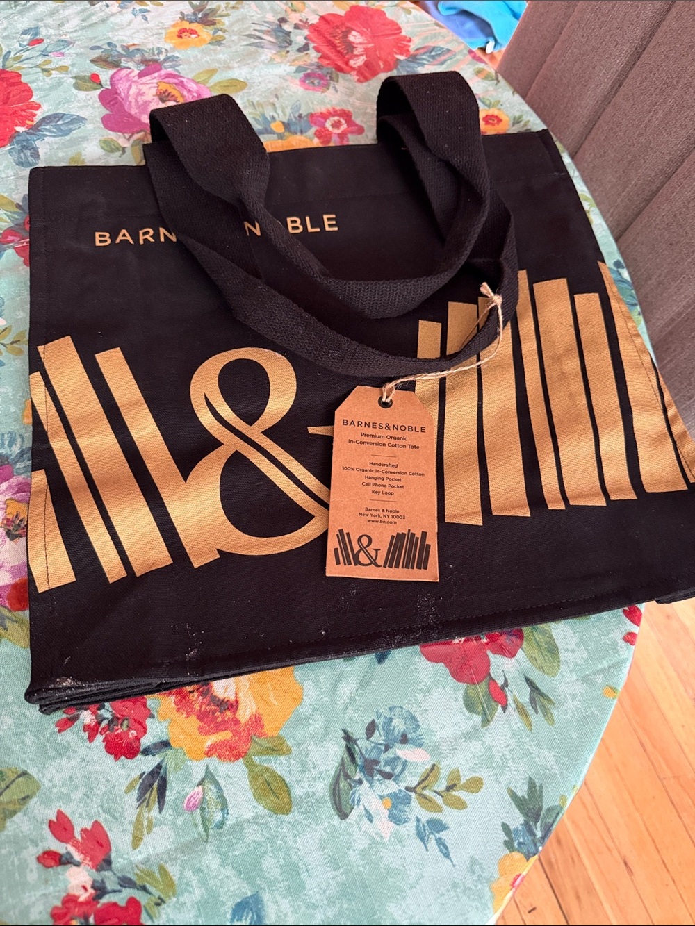 Barnes & Noble Black and Gold Logo Tote Bag